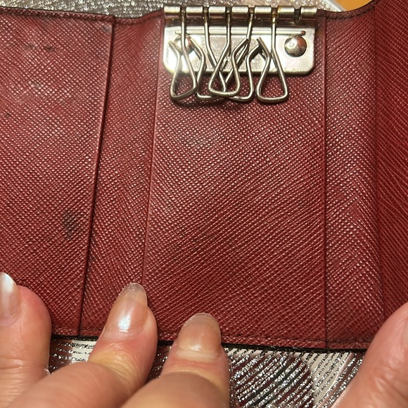 Prada Burgundy Leather Key Case / Card Holder - Picture 6 of 9
